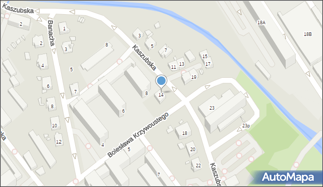 Gliwice, Kaszubska, 14, mapa Gliwic