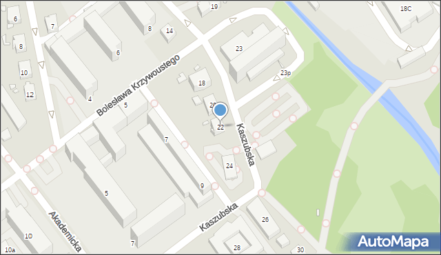 Gliwice, Kaszubska, 22, mapa Gliwic