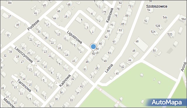 Gliwice, Kalinowa, 52, mapa Gliwic