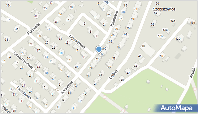 Gliwice, Kalinowa, 54, mapa Gliwic