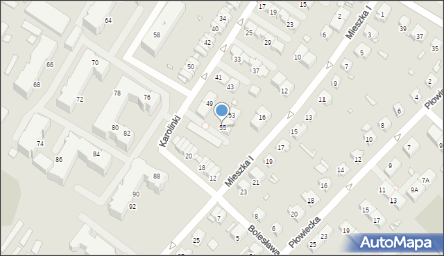 Gliwice, Karolinki, 55, mapa Gliwic