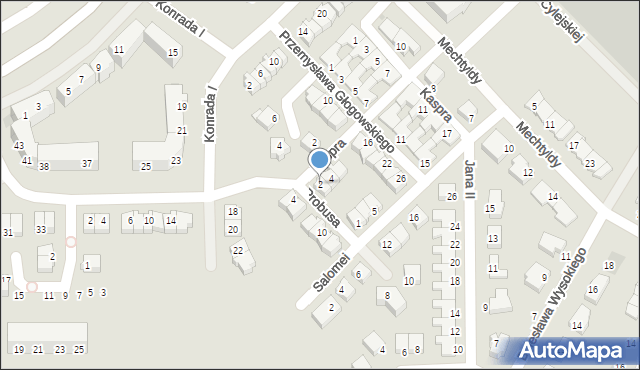 Głogów, Kaspra Eliana, 2, mapa Głogów