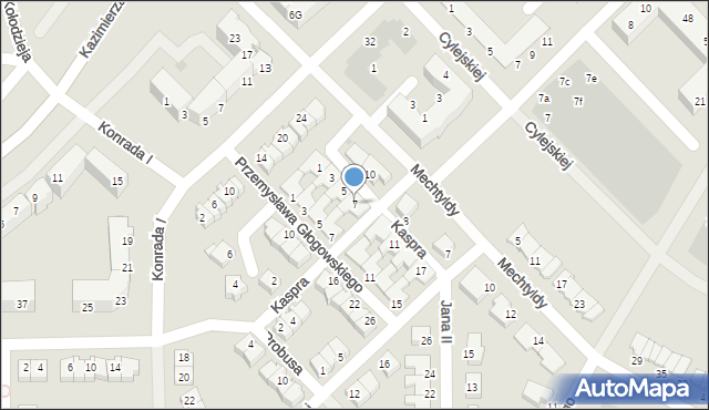 Głogów, Kaspra Eliana, 7, mapa Głogów