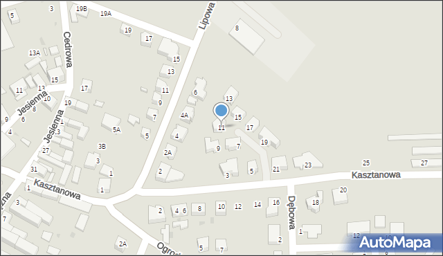 Głogów, Kasztanowa, 11, mapa Głogów