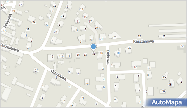 Głogów, Kasztanowa, 14, mapa Głogów