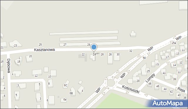 Głogów, Kasztanowa, 24, mapa Głogów