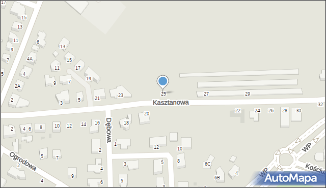 Głogów, Kasztanowa, 25, mapa Głogów