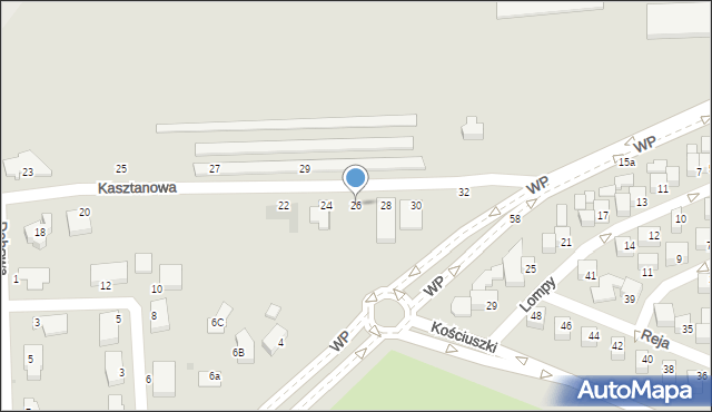 Głogów, Kasztanowa, 26, mapa Głogów