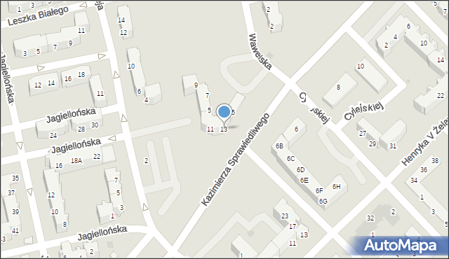 Głogów, Kazimierza Sprawiedliwego, 13, mapa Głogów