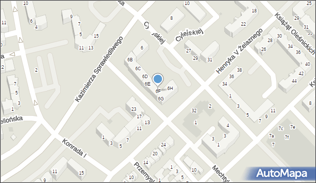 Głogów, Kazimierza Sprawiedliwego, 6F, mapa Głogów