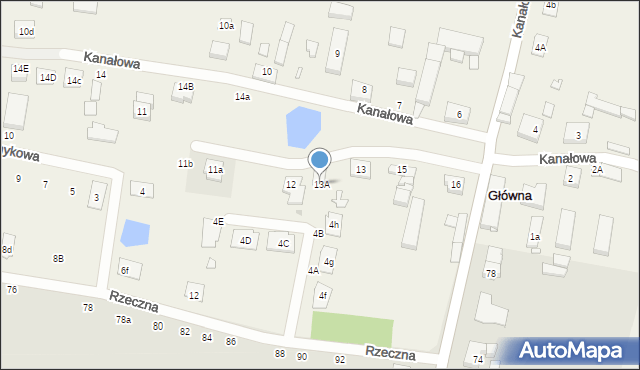 Główna, Kanałowa, 13A, mapa Główna