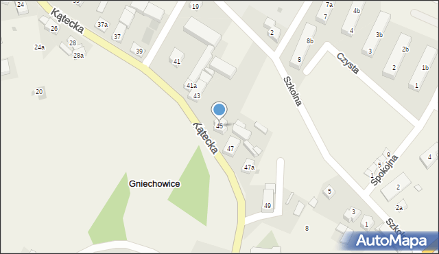 Gniechowice, Kątecka, 45, mapa Gniechowice