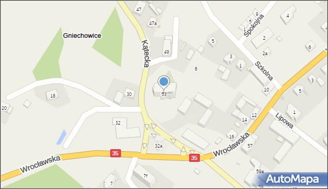 Gniechowice, Kątecka, 53, mapa Gniechowice