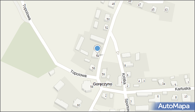 Goręczyno, Kasztelańska, 54, mapa Goręczyno