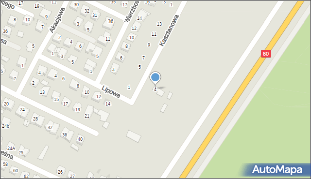 Gostynin, Kasztanowa, 4, mapa Gostynin
