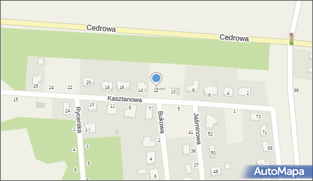 Grabiny-Zameczek, Kasztanowa, 12, mapa Grabiny-Zameczek