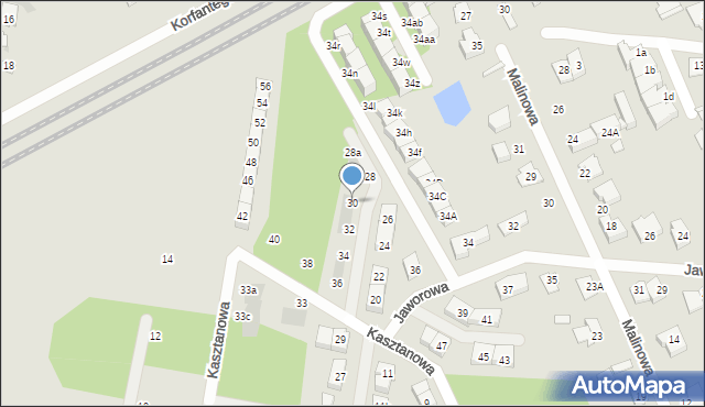 Grodzisk Mazowiecki, Kasztanowa, 30, mapa Grodzisk Mazowiecki