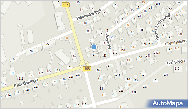 Grudziądz, Karabinierów, 27, mapa Grudziądza