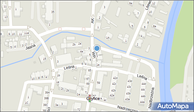 Gryfice, Kamienna Brama, 1, mapa Gryfice