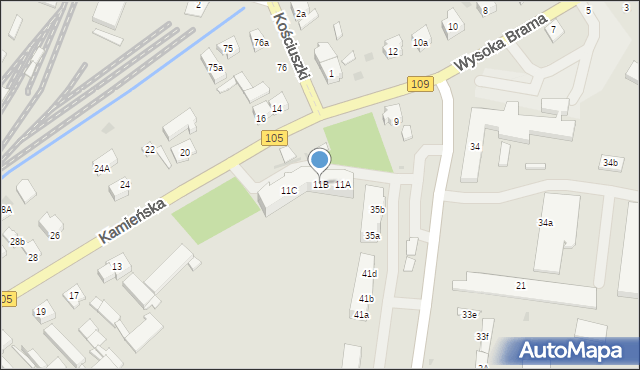 Gryfice, Kamieńska, 11B, mapa Gryfice