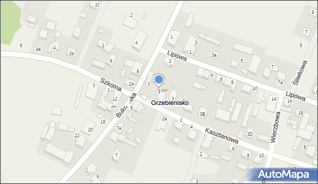 Grzebienisko, Kasztanowa, 1, mapa Grzebienisko