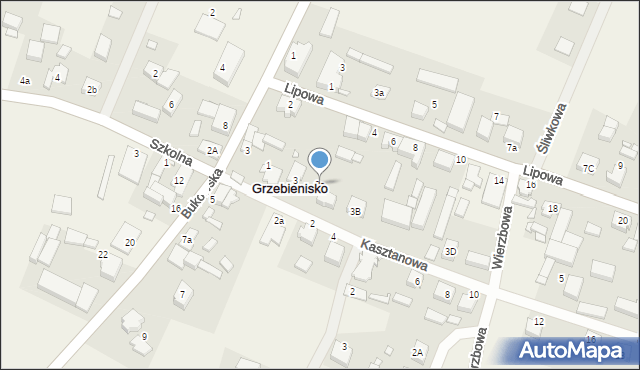 Grzebienisko, Kasztanowa, 3a, mapa Grzebienisko