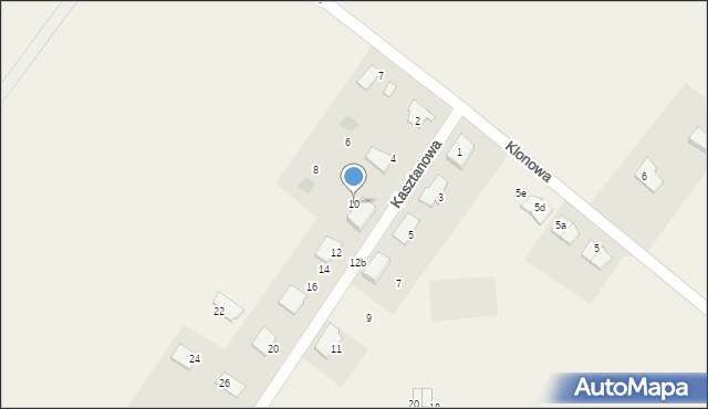 Grzędzice, Kasztanowa, 10, mapa Grzędzice