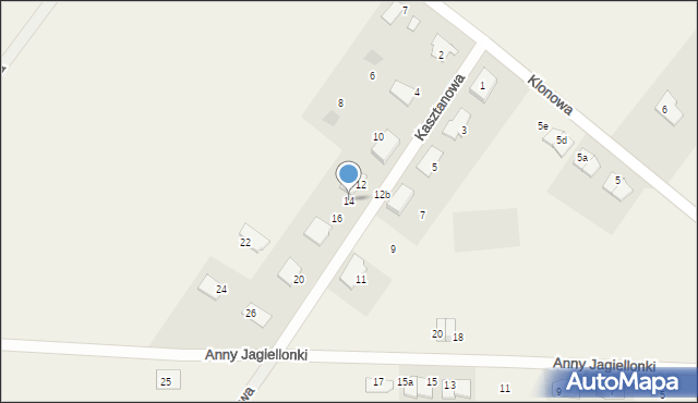 Grzędzice, Kasztanowa, 14, mapa Grzędzice