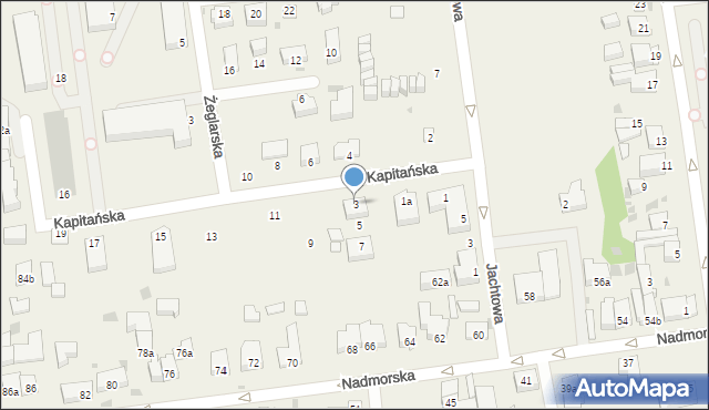 Grzybowo, Kapitańska, 3, mapa Grzybowo
