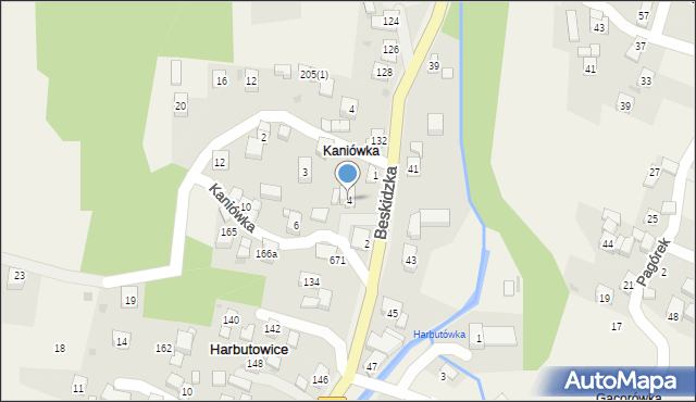 Harbutowice, Kaniówka, 4, mapa Harbutowice