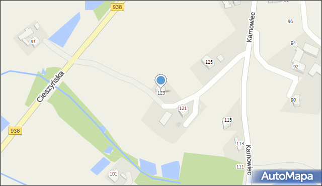 Hażlach, Karnowiec, 123, mapa Hażlach