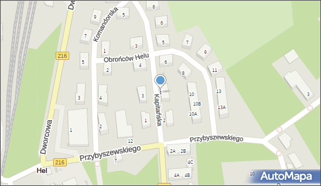 Hel, Kapitańska, 4, mapa Hel