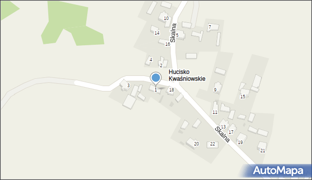 Hucisko, Kasztanowa, 1, mapa Hucisko