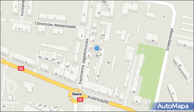 Iława, Kazimierza Jagiellończyka, 6a, mapa Iława