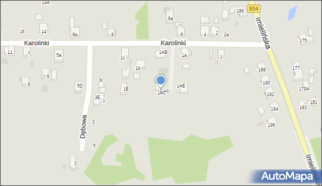 Imielin, Karolinki, 1AC, mapa Imielin