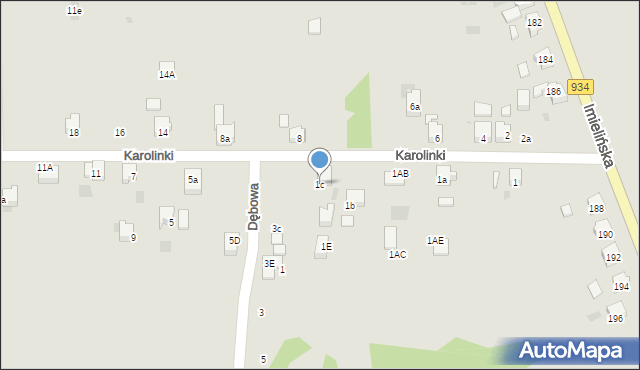 Imielin, Karolinki, 1c, mapa Imielin
