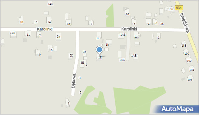 Imielin, Karolinki, 1E, mapa Imielin