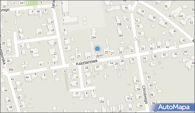 Inowrocław, Kasztanowa, 19, mapa Inowrocławia