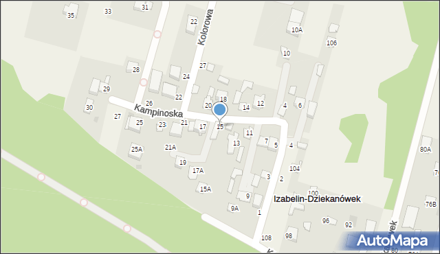 Izabelin-Dziekanówek, Kampinoska, 15, mapa Izabelin-Dziekanówek