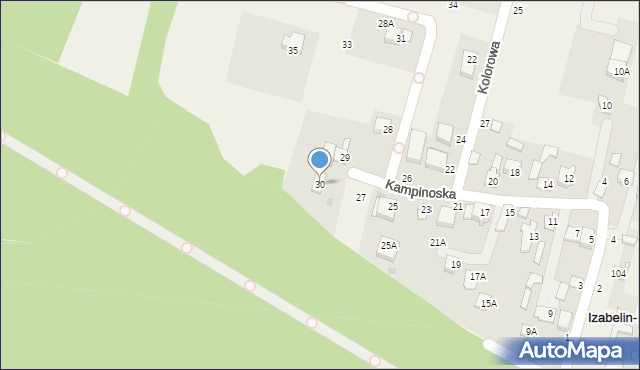 Izabelin-Dziekanówek, Kampinoska, 30, mapa Izabelin-Dziekanówek
