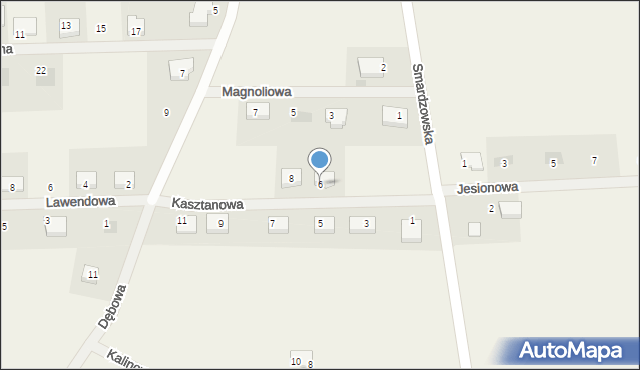 Jaczów, Kasztanowa, 6, mapa Jaczów