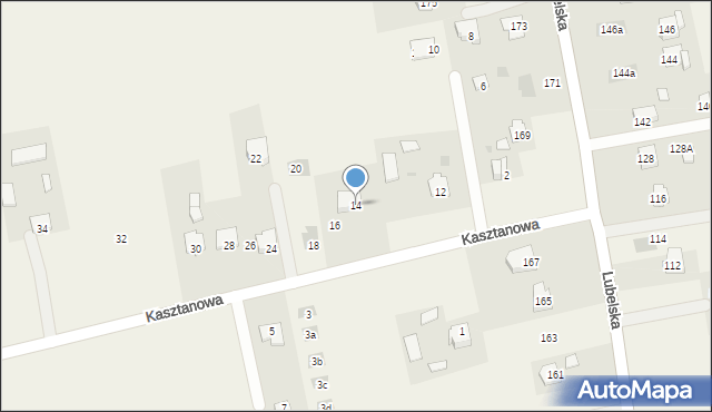 Jakubowice Konińskie, Kasztanowa, 14, mapa Jakubowice Konińskie