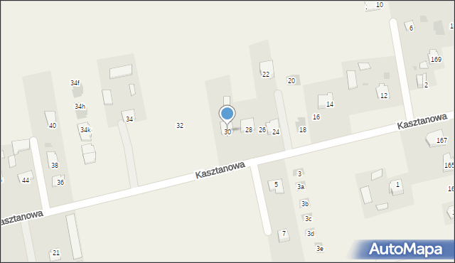 Jakubowice Konińskie, Kasztanowa, 30, mapa Jakubowice Konińskie