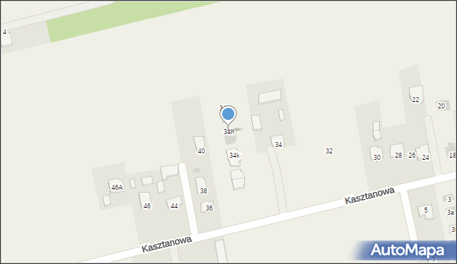 Jakubowice Konińskie, Kasztanowa, 34h, mapa Jakubowice Konińskie