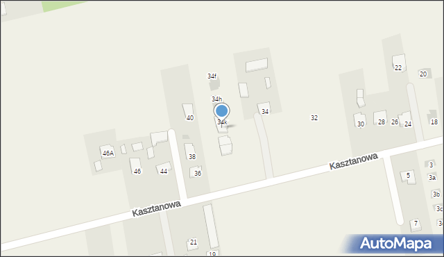 Jakubowice Konińskie, Kasztanowa, 34l, mapa Jakubowice Konińskie
