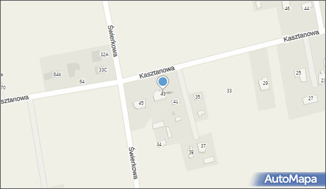 Jakubowice Konińskie, Kasztanowa, 43, mapa Jakubowice Konińskie