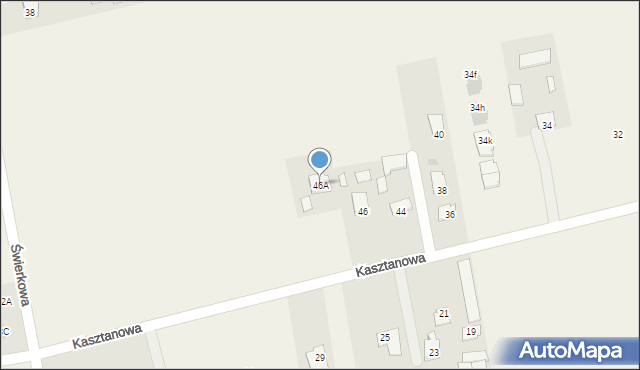Jakubowice Konińskie, Kasztanowa, 46A, mapa Jakubowice Konińskie