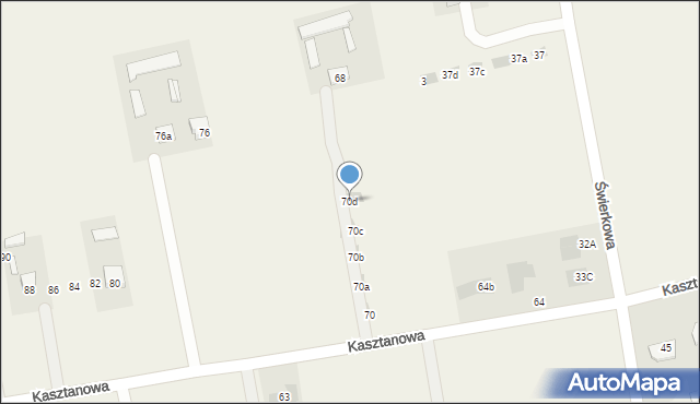 Jakubowice Konińskie, Kasztanowa, 70d, mapa Jakubowice Konińskie