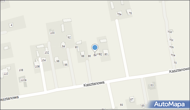Jakubowice Konińskie, Kasztanowa, 84, mapa Jakubowice Konińskie