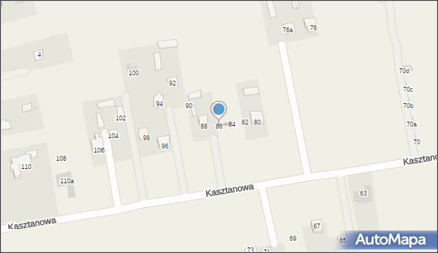 Jakubowice Konińskie, Kasztanowa, 86, mapa Jakubowice Konińskie